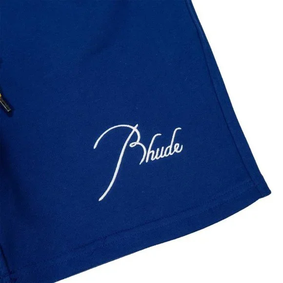 Rhude embroidered-logo drawstring shorts in blue